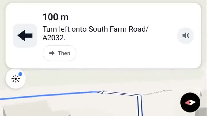 MapMap guidance: the instruction banner counting down over the live route
