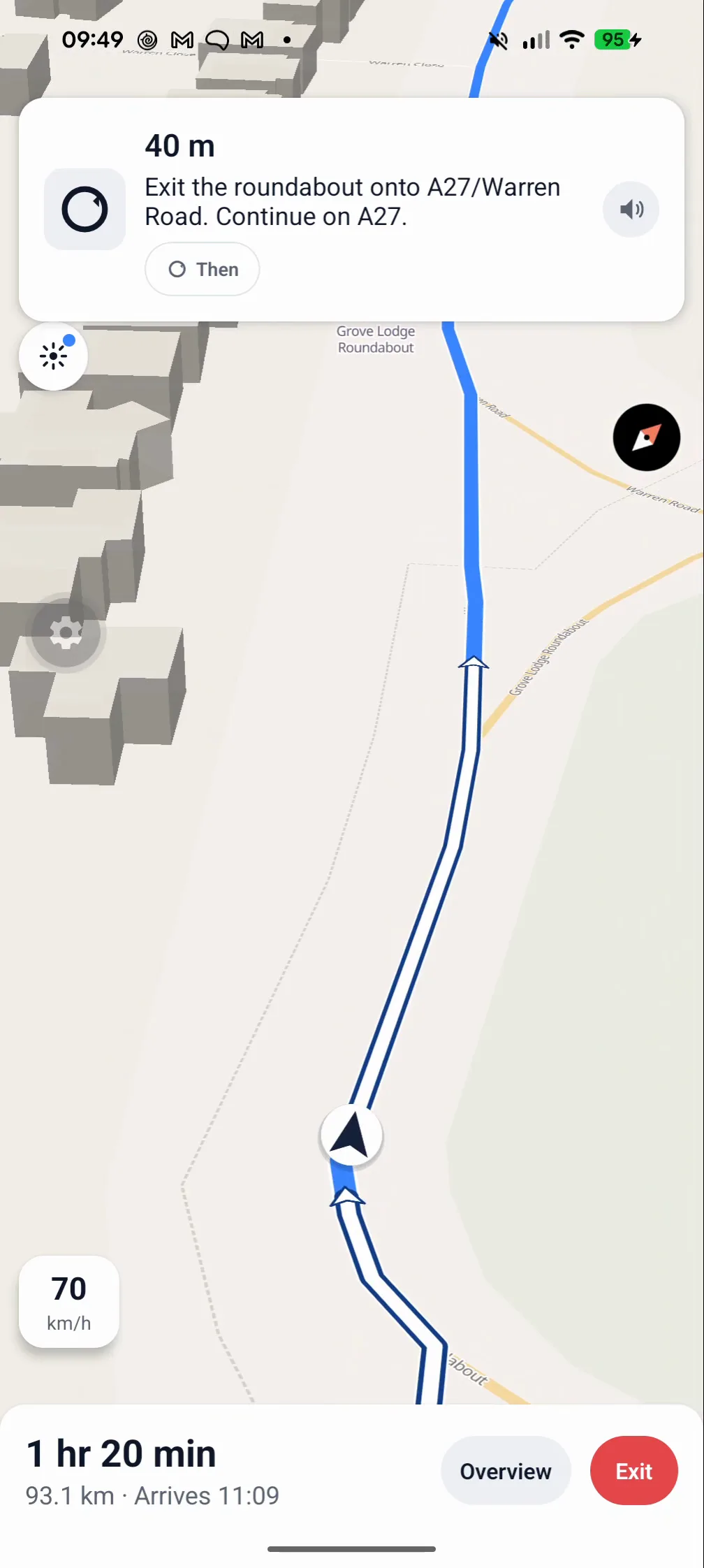 MapMap Nav guiding a driver through a roundabout exit